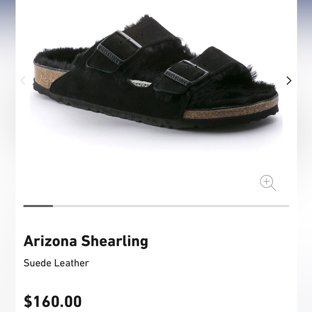 Birkenstock Arizona Shearling Suede Leather Sandals